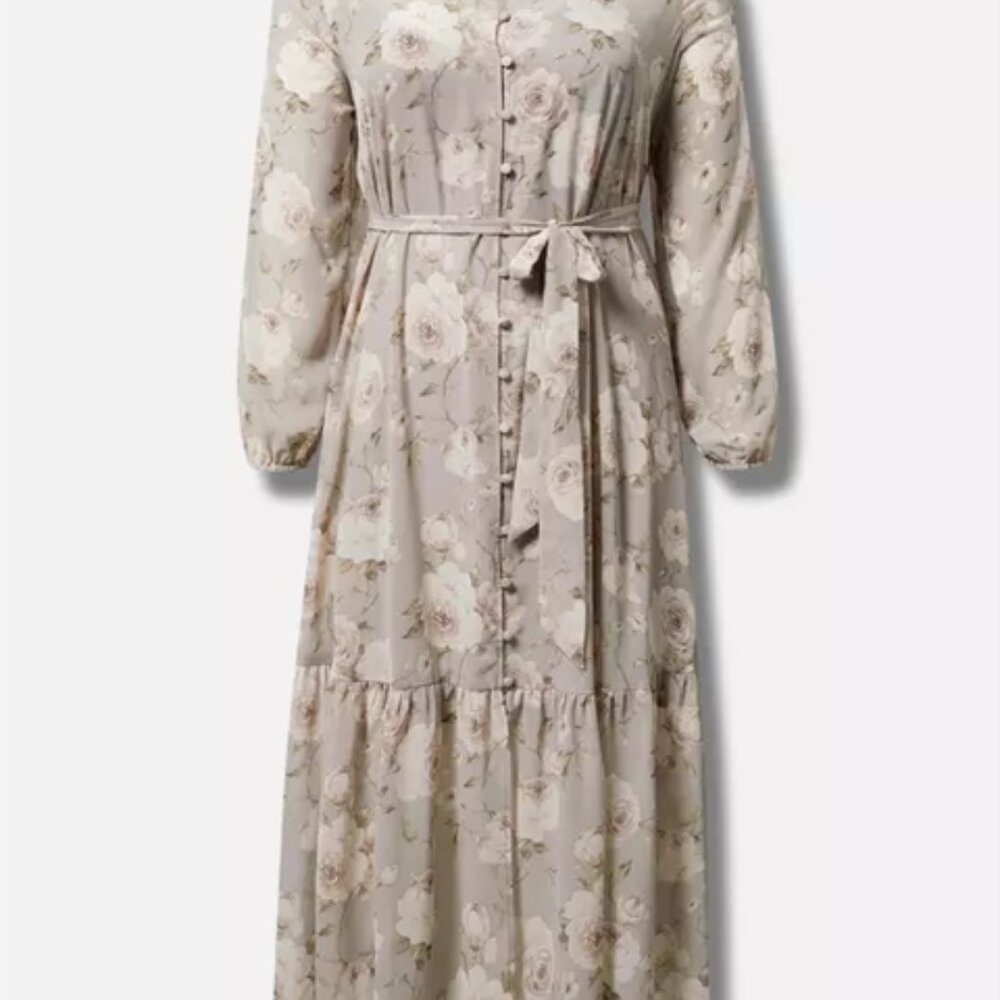 Maxi Chiffon Button Front Dress